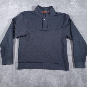 Orvis Pullover Sweater Mens Medium Gray Quarter Zip Mock Neck Cotton Blend